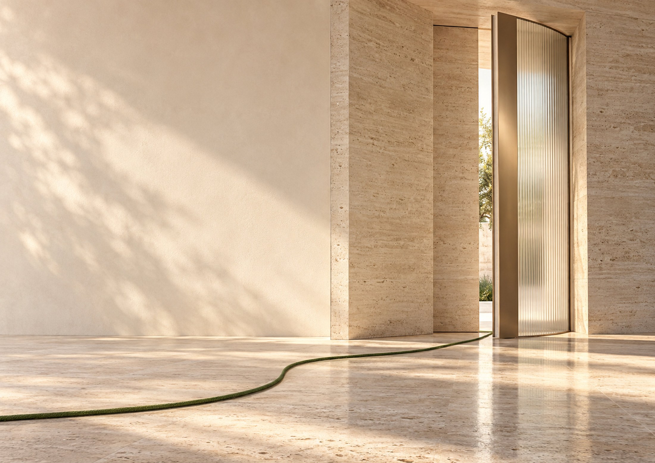 Conceptual illustration of a door opening into a bright space